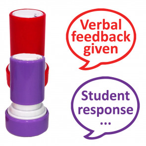 Teacher Stamps | Verbal feedback given (Red ink) and Student response - 2 stamper set