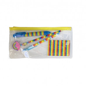 Stationery Gifts | Rainbow Stripes Pencil Case Stationery Set.